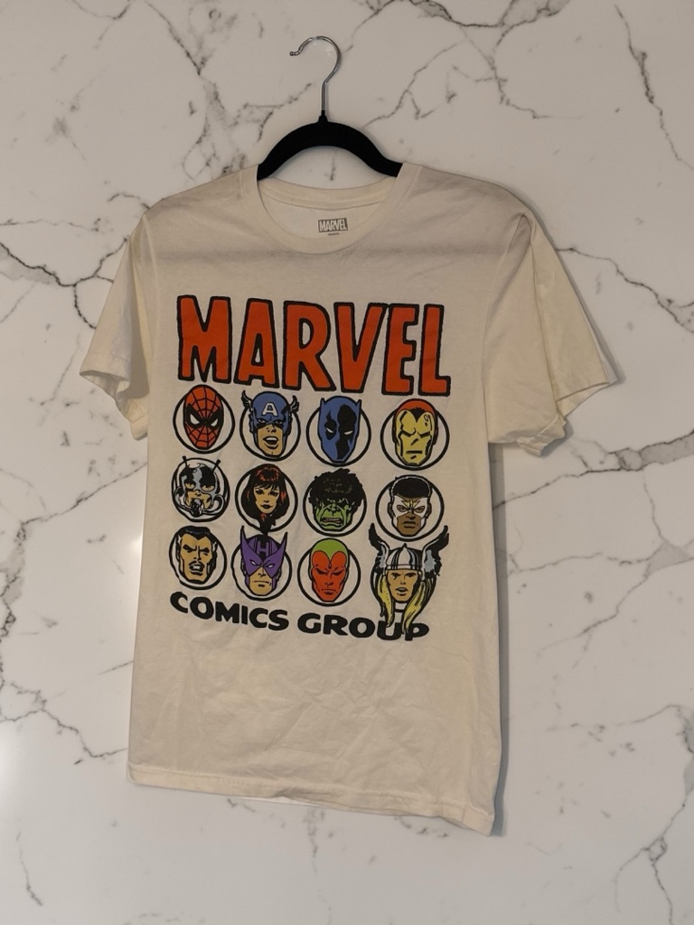 Marvel White Logo Crew Neck Tee